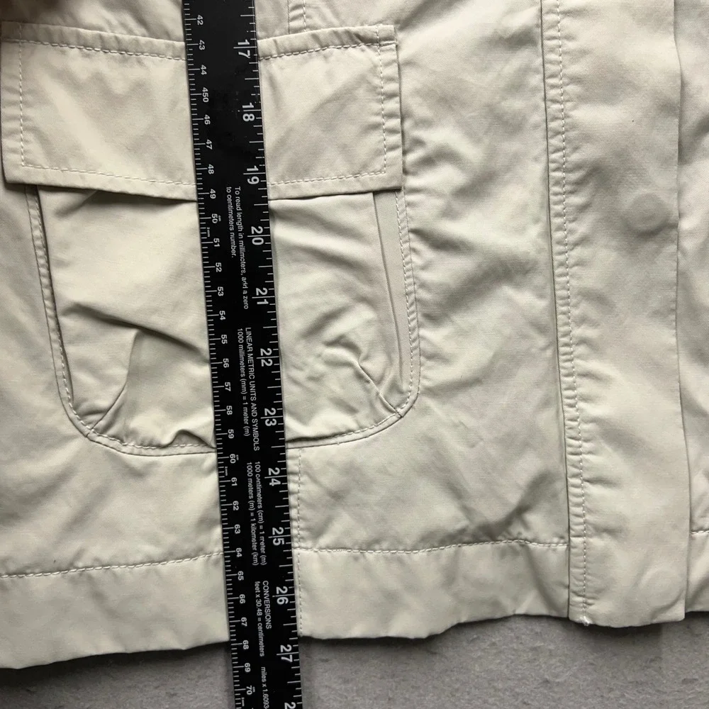 Tommy Hilfiger Womens XL Beige Cotton Blend Full Zip Utility Jacket Cargo Pocket